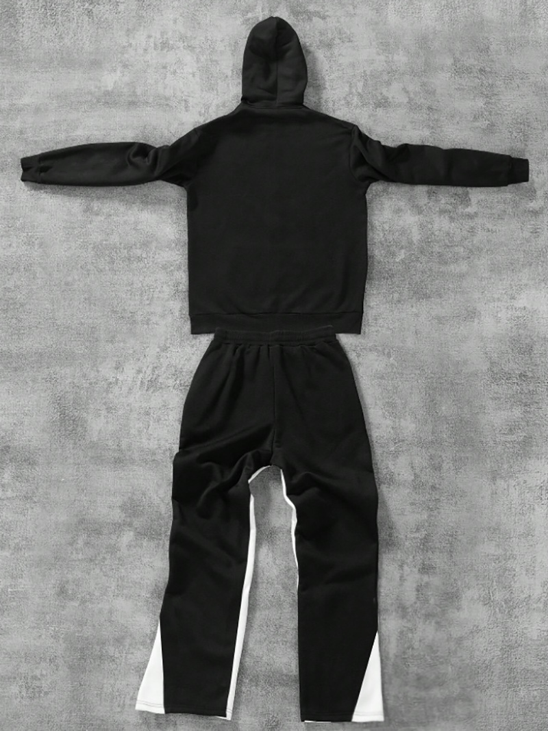 Men's Letter Print Hooded Tracksuit Set With Zip Up Top And Pants_voghion.com