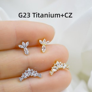 G23 titanium alloy horse eye zircon lip nail lip ring in the nail ear nail ear nail bone nail piercing jewelry new in stock