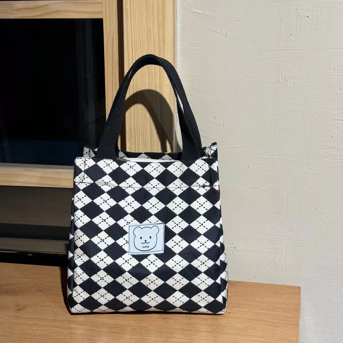 Bolsas de lona a rayas europeas y americanas bolsas de moda con cremallera bolsas de mano bolsas de mujer para trabajar bolsas de almuerzo bolsas de bocadillos