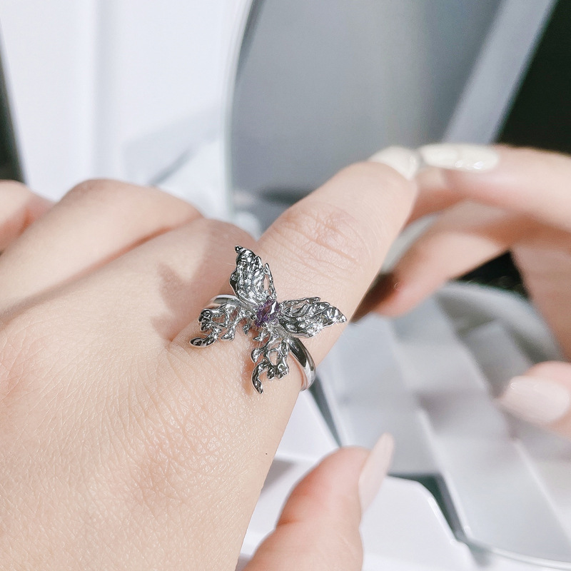 10g Weight Zircon Inlay Material Open Rings Classification Adjustable Ring Size 1 Piece Quantity Daily, Street Occasion Copper Material Star, Heart Shape, Butterfly Pattern Women's Gender Plating, Inlay Design IG Style, Cool Style Style Wholesale IG Style Cool Style Star Heart Shape Butterfly Copper Plating Inlay Zircon Open Rings 3