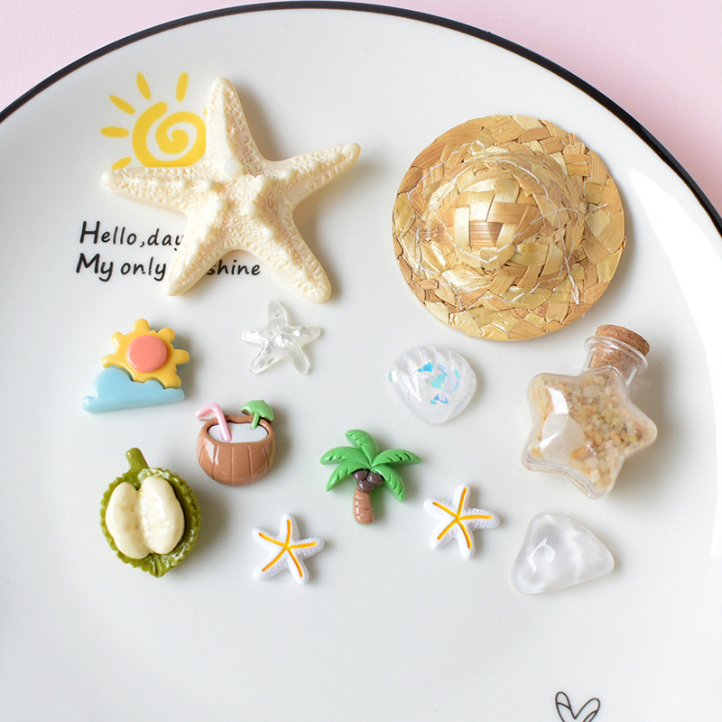 Hot-Selling Starfish Straw Hat Holiday Style Resin Jewelry Accessories Clog Shoes DIY Materials Wholesale Pj866
