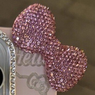 Clay Full Diamond Medium Bow Three-dimensional Sweet Cute Luxury Bright DIY All-match Mobile Phone Bag Chain Key Accessories
