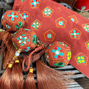 Embroidered Dragon Boat Festival Sachet Traditional Tang Style Round Flower Twelve Pieces Cuju Hydrangea DIY Sachet Embroidery Piece