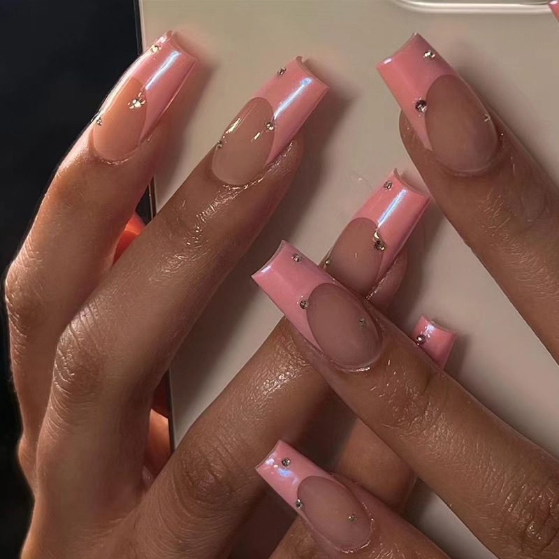 Pink Wear nail with Rhinestone nail nail Sticker Finished nail nail Fake nail Fake nail Fake nail Fake nail