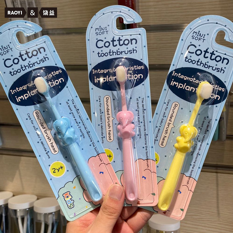 Get ready for kids at all times!! Cartoon elephant children's toothbrush, soft bristles, single pack for 2-10 year old babies