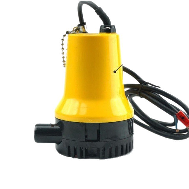 DC12 / 24V bomba de fondo de jaula doméstica solar DC bomba sumergible pequeña bomba de drenaje de agua de yate pequeña bomba amarilla