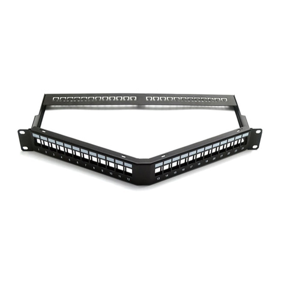 V型配线架1U24口rj45屏蔽网络工程金属配线架