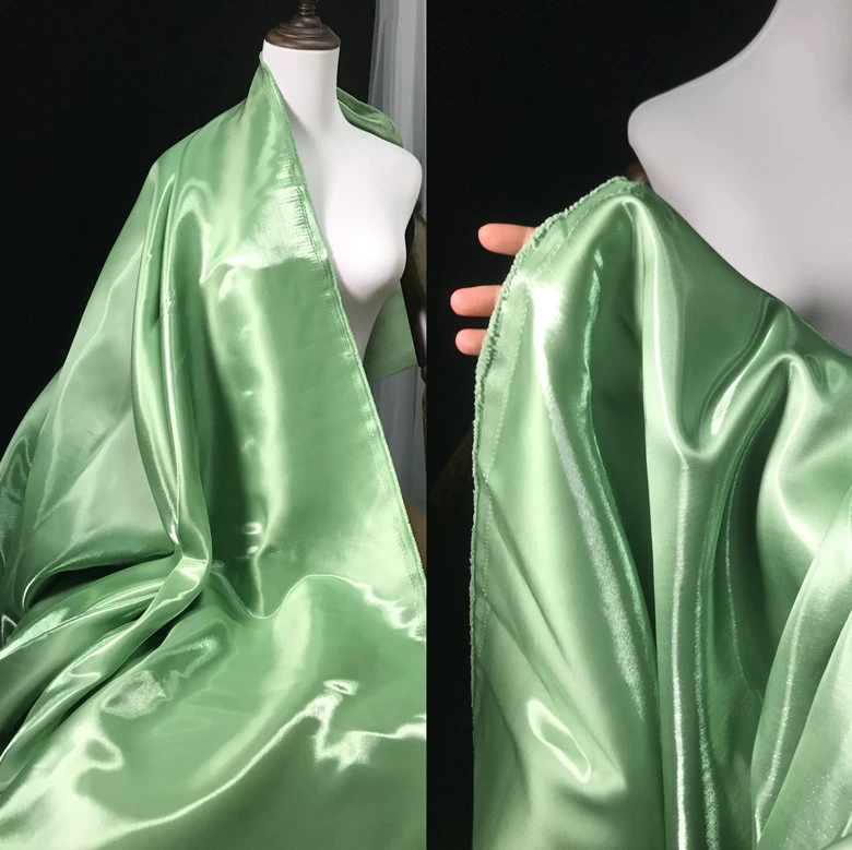 Water-gloss satin thickened support hard liquid metal crystal satin fabric jacket pants skirt clothing
