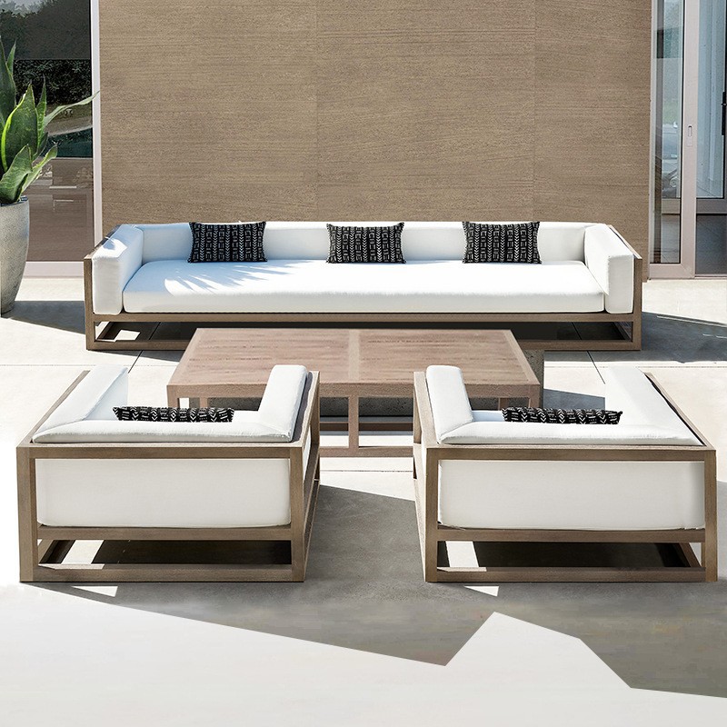 Conjunto de muebles de teca para exteriores, resistentes al agua y a los rayos UV, para patio, jardín, terraza, sofá de aluminio para balcón.
