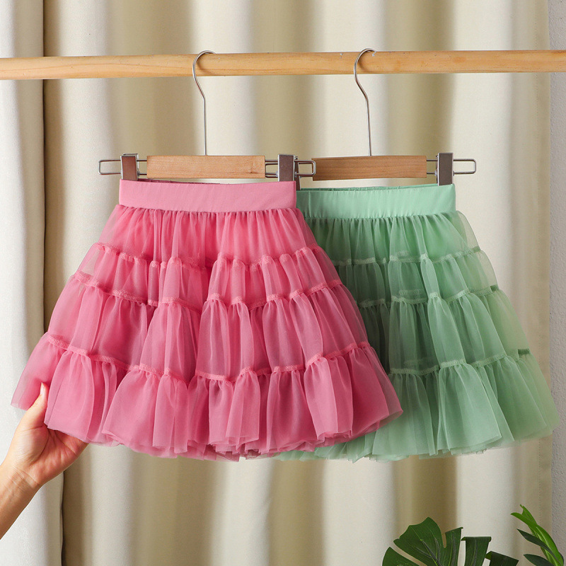 Girls' Skirts 2025 New Style Medium and Large Children's Versatile Fluffy Princess Skirts Little Girls' Fashionable Inner Mesh Skirts