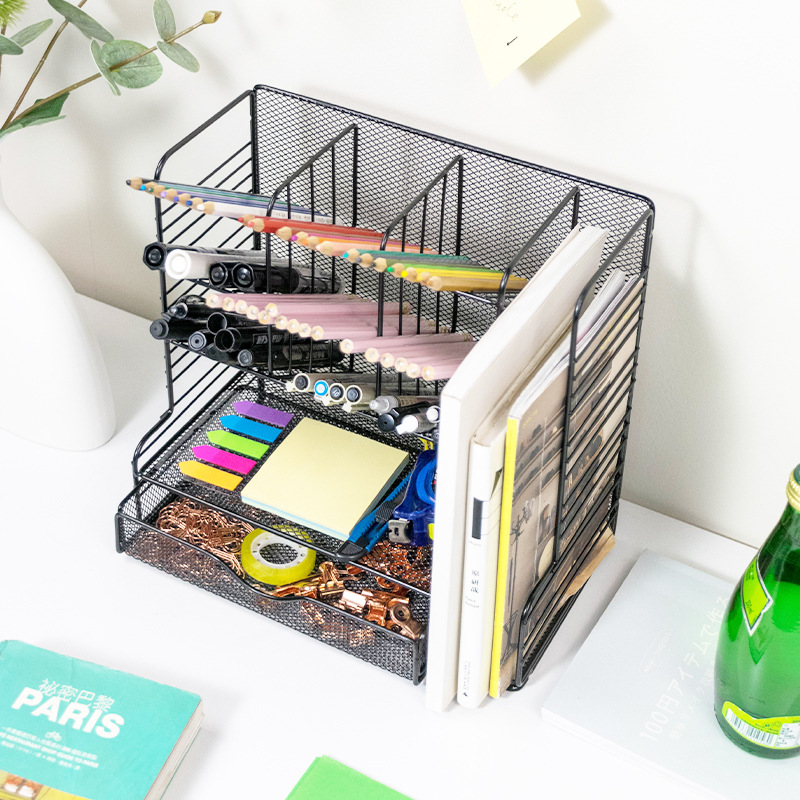 Archivador de Metal para Suministros de Oficina, Almacenamiento Multifuncional de Documentos, Papelería, Soporte para Libros, Diseño de Nueve Compartimentos image 6