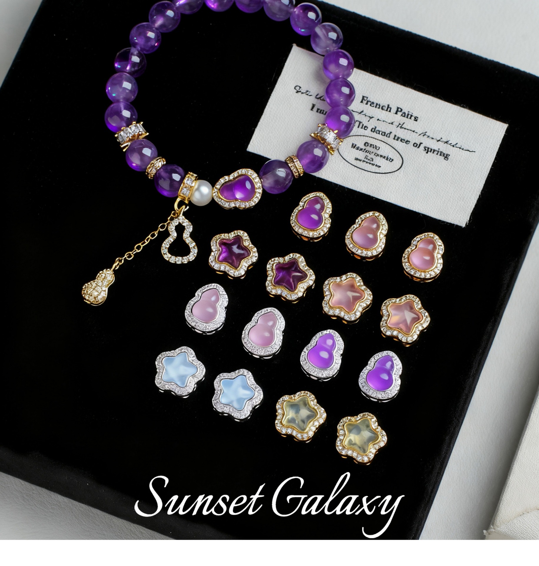 High Color Retention Real Gold Plated Zirconium Five-Pointed Star Gourd Spacer Crystal Handmade DIY Material Beaded Bracelet Accessories