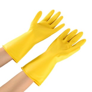 Thickened rubber tendon latex yellow gloves labor protection work wear-resistant waterproof non-slip plastic dishwashing durable wholesale
