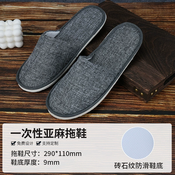 ♣◓✡✡◓♣ Gray cotton and linen slippers with soles 9mm [One size fits all 38-44] ♣◓✡✡◓♣