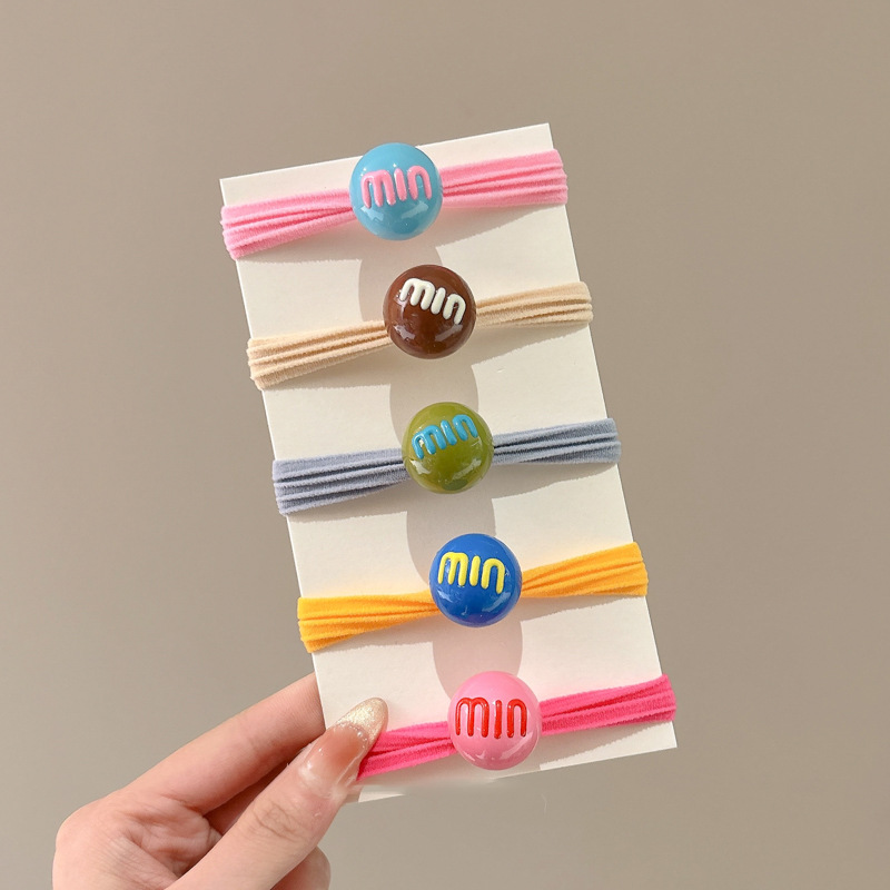 Cuerda para el cabello linda para niños Cuerda para la cabeza de color caramelo Anillo de toalla para niñas La banda elástica no daña el cabello