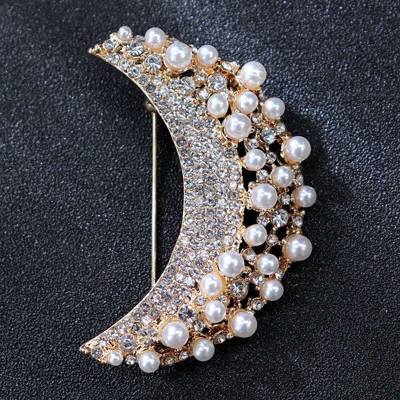 Retro Letter Moon Flower Alloy Inlay Artificial Gemstones Women's Brooches display picture 7