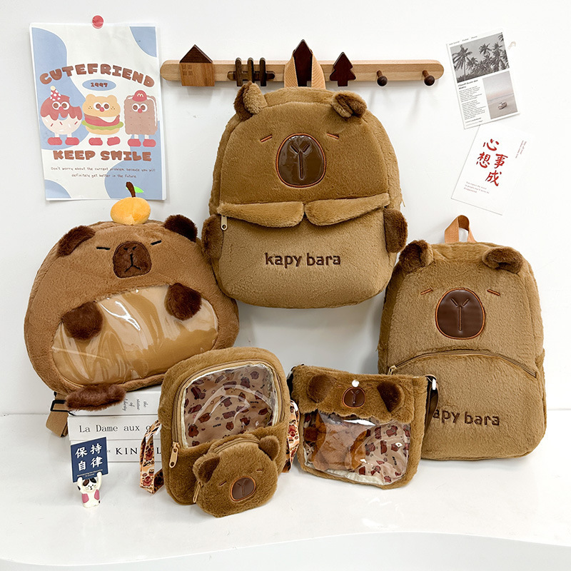 Kapibala Capybara Plush Toy Backpack Doll Cute Doll Girls Backpack Large Capacity Cartoon