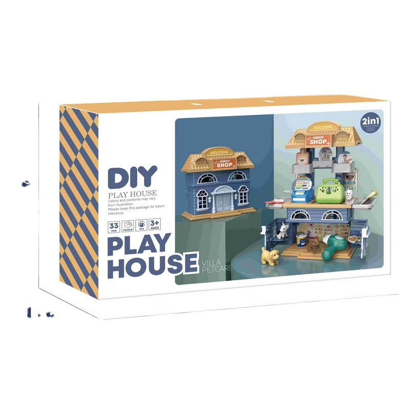 Comercio exterior para niños simulación Castillo Villa Casa vajilla herramientas maquillaje herramientas médicas supermercado juego casa juguetes para mascotas