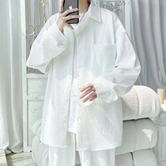 2024春秋夏の薄手の暗い紋様のコートの男性のファッションのゆったりしている長袖のシャツの日系のカジュアルなシャツの服はありません。