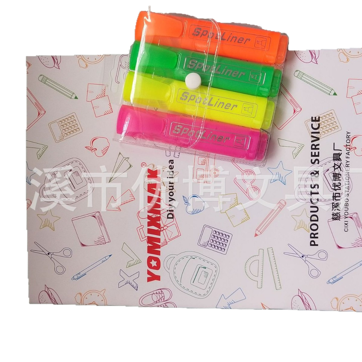 [Serie temporada escolar] SPOTLINER HIGHLIGHTER, en stock HIGHLIGHTER plano con soporte para bolígrafo 6 colores