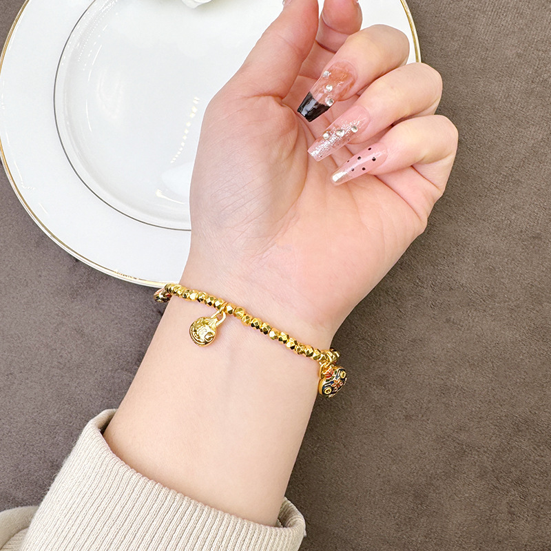 Guochao vietnamita pulsera de oro de arena retrógrado goteo de aceite auspicioso engullir oro bestias joyas de mano para mujeres durante mucho tiempo no se desvanecen accesorios al por mayor