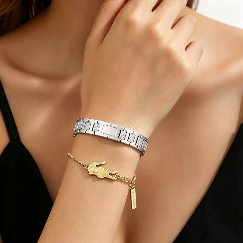 Cross-border new style combination stainless steel crocodile module bracelet for women, detachable two-color combination module bracelet Cross-border new style combination stainless steel crocodile module bracelet for women, detachable two-color combination module bracelet