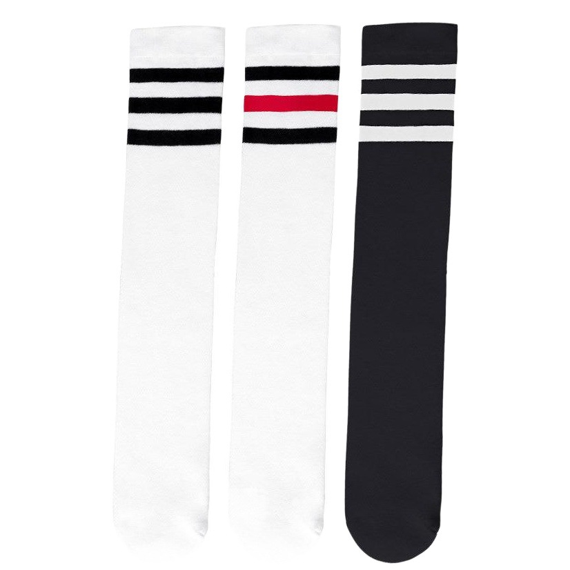 Calcetines para niños tres barras calcetines de estudiante a rayas sobre la rodilla calcetines de baile de longitud media calcetines deportivos para niñas transpirables de verano