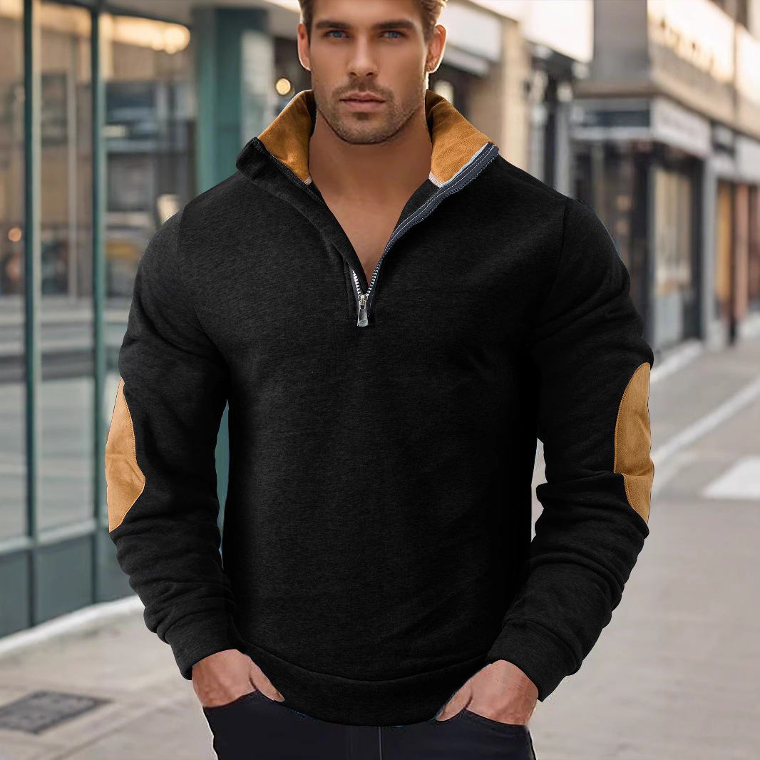 Nuevo transfronterizo primavera y otoño estilo europeo y americano hombre bordado casualidad al aire libre collar de manga larga gruesa suéter hombre