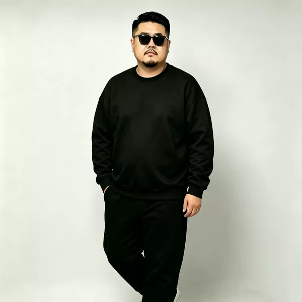 Cross-Border Loose-Fitting Versatile Plus-Size European and American Foreign Trade Tops Wholesale Spring and Autumn New Round-Neck Oversized Sweatshirt for Men