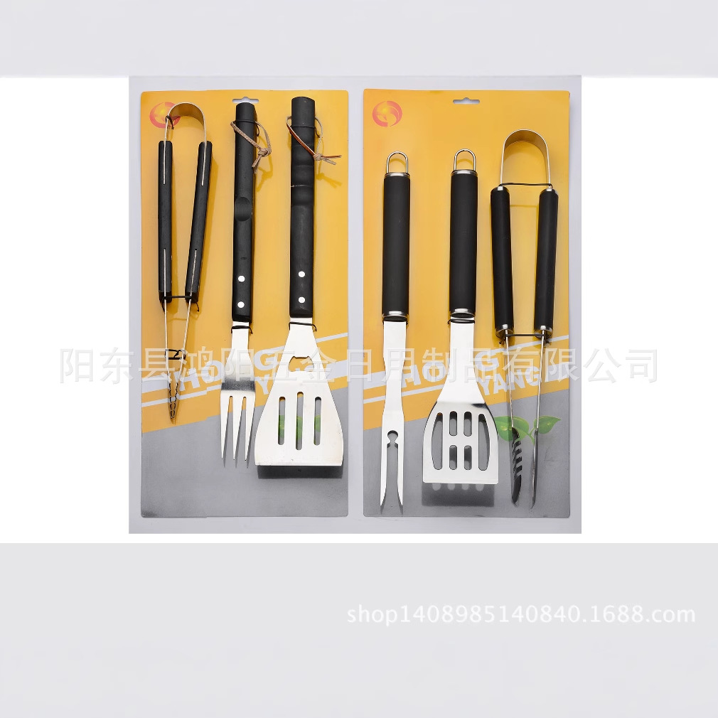 PP mango de acero inoxidable conjunto de parrilla de parrilla de comida al aire libre 3 piezas conjunto de parrilla de horquilla de parrilla conjunto de herramientas combinadas