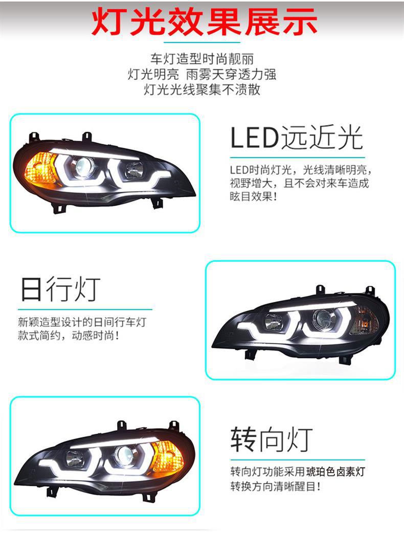 Headlight Assembly LED For 07-13 BMW X5 E70 Upgrade