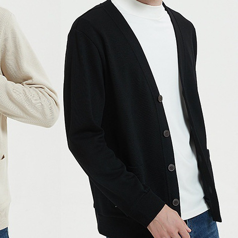 Cross-Border 2025 Knitted Cardigan Men's and Women's Machine Washable Cotton V Neck Sweatshirt Men's and Women's Cardigan Small Outer