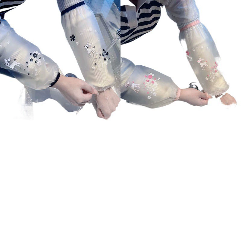 Demi-season transparent waterproof sleeves, long work set for elementary school students, Korean style