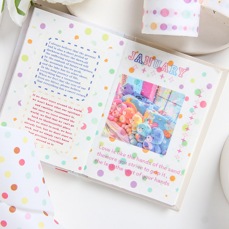 Caída colorido cuando Yun y papel conjunto de cinta adhesiva color Morandi cinta adhesiva punto de onda transfronteriza pequeña pegatina de punto