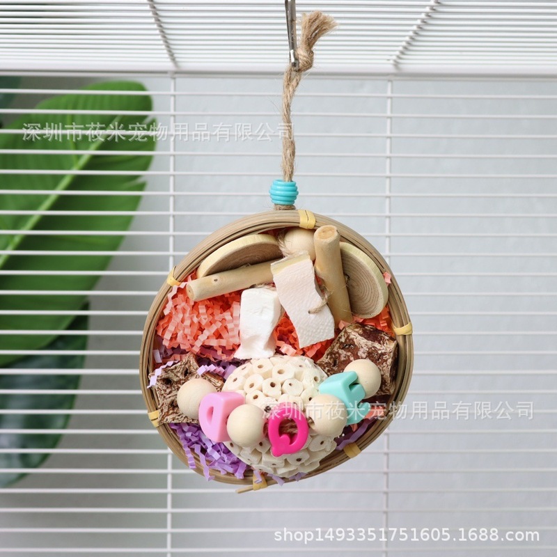 鹦鹉玩具通草球松果啃咬挂件干草解闷发泄秋千牡丹虎皮小鸟玩具|undefined