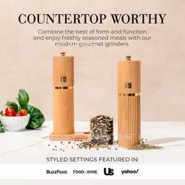 跨境新款金色钢圈木制多功能胡椒研磨器套装海盐烤肉调料瓶