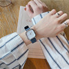 Japanese minimalistic watch, brand retro dial for leisure, quartz watches, for secondary school, Korean style, simple and elegant design, square form