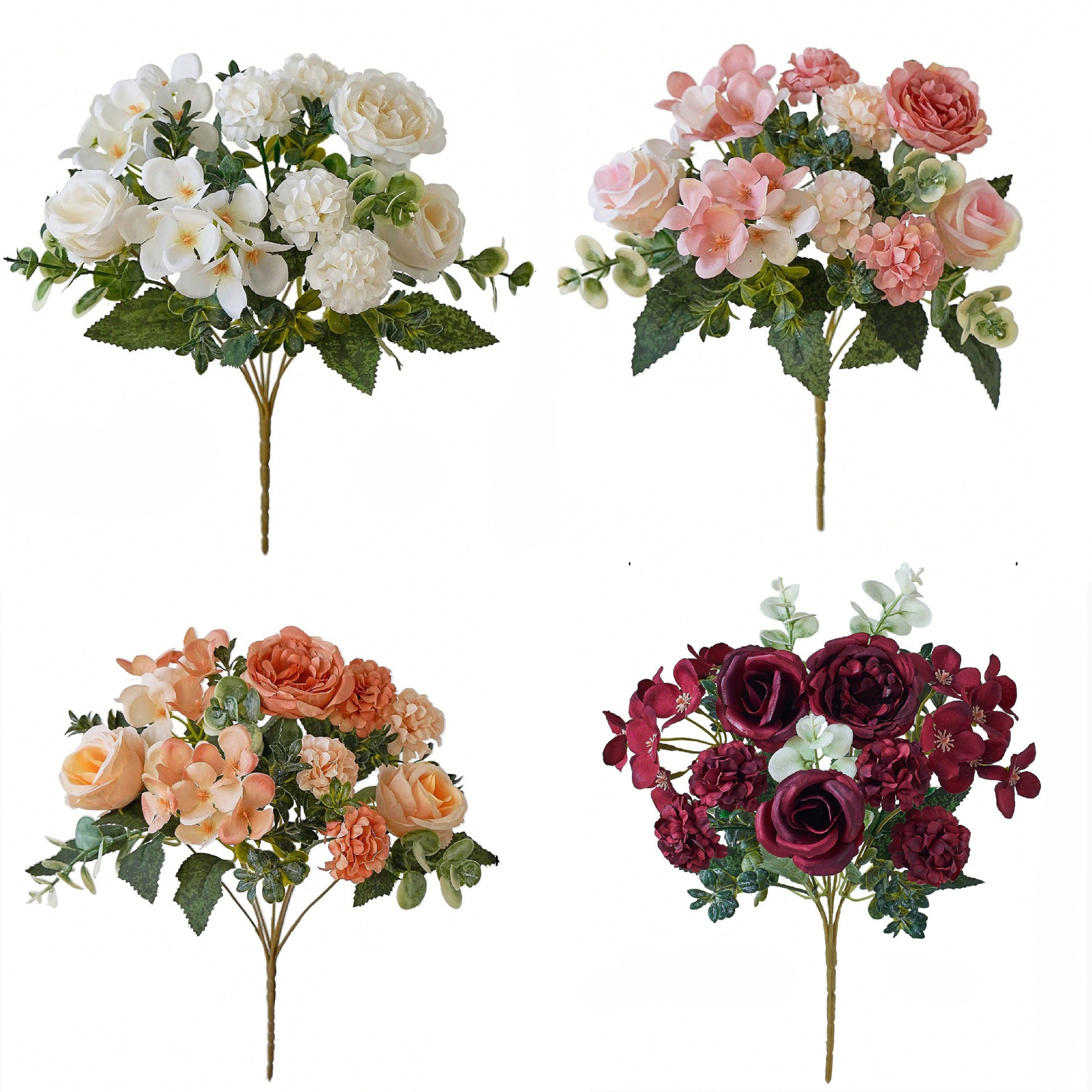 Retro Artificial Flower Rose Bouquet Wedding Home Living Room Ornaments Artificial Flower Decoration Artificial Hand-Held Flower Hydrangea