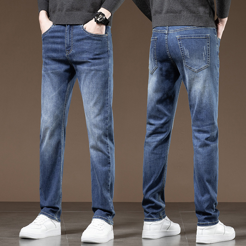 メンズ万能ジーンズ2025新作トレンドブランドスリムストレートストレッチカジュアルロングパンツ流行シーズンワンピース卸売