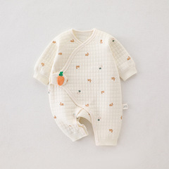 新生嬰兒衣服秋冬季連體衣出生寶寶薄棉無骨保暖哈衣空氣棉秋套裝