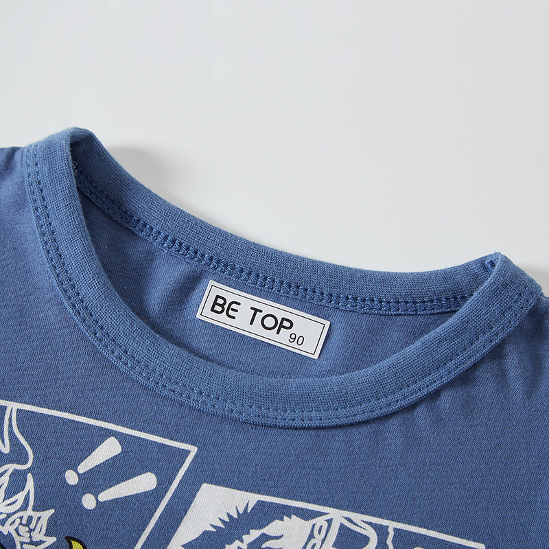 Betop Boy's media manga de dibujos animados de verano estilo chino León niños camisa de manga corta bebé niño camiseta de una sola pieza entrega