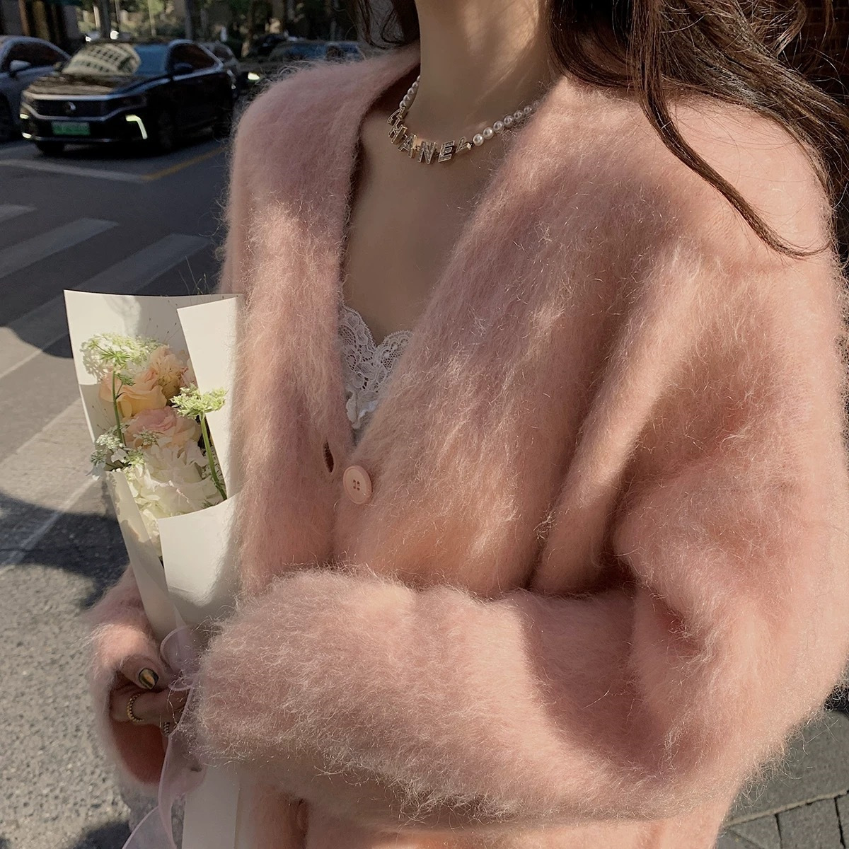 릴리 좋아요 슈퍼 베이비 헤어 카디건 최고 럭셔리 수입 670G 수제 헤어 플루