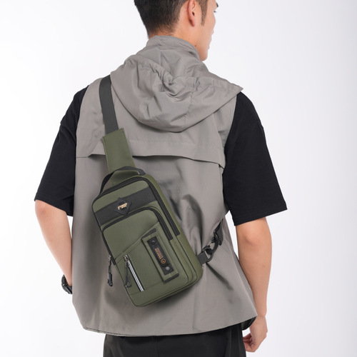 Foreign trade new fashionable chest bag, men's all-matching portable commuting shoulder bag, fashionable simple portable cross-body bag
