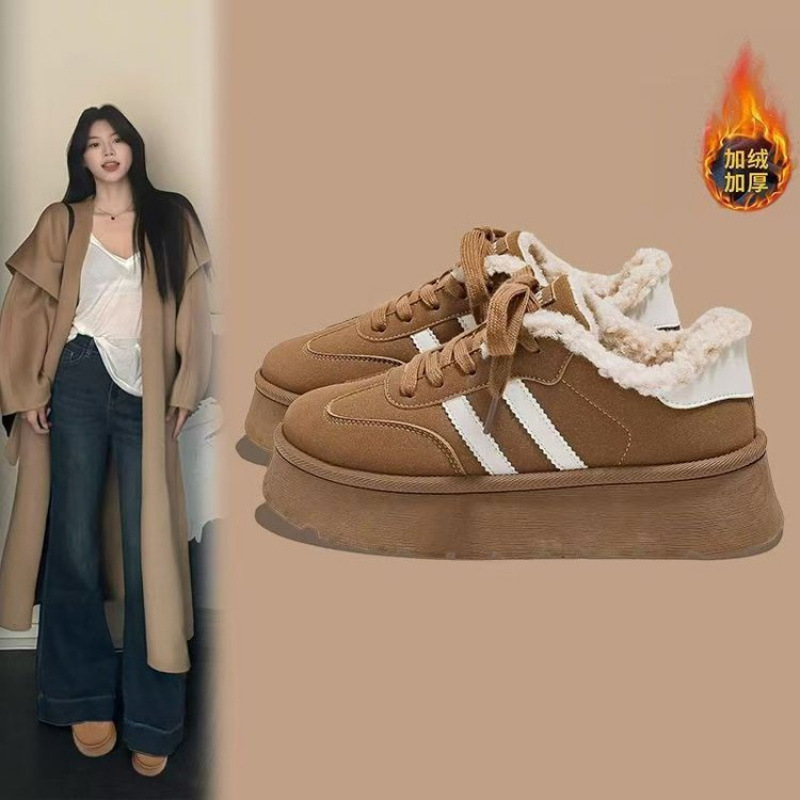 Thick-Soled Versatile 2025 Winter New Velvet Cotton Shoes Ins Korean Style Female Students Running Sports Warm Casual Shoes Thick-Soled Versatile 2025 Winter New Velvet Cotton Shoes Ins Korean Style Female Students Running Sports Warm Casual Shoes
