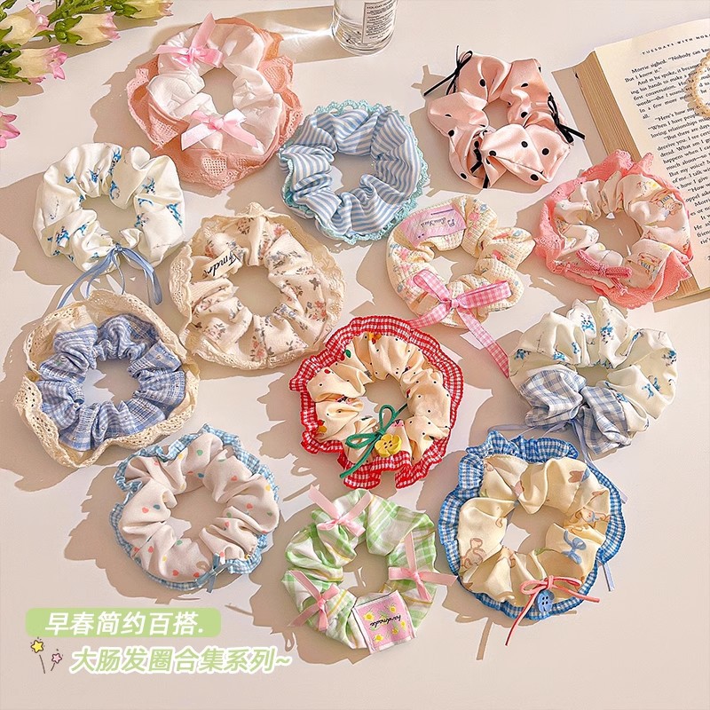 Dulce lazo de lazo de intestino grueso lazo de cabello de bola femenina cuerda de cabello 2025 nueva cuerda de cabeza alta elástica banda de goma accesorios para el cabello