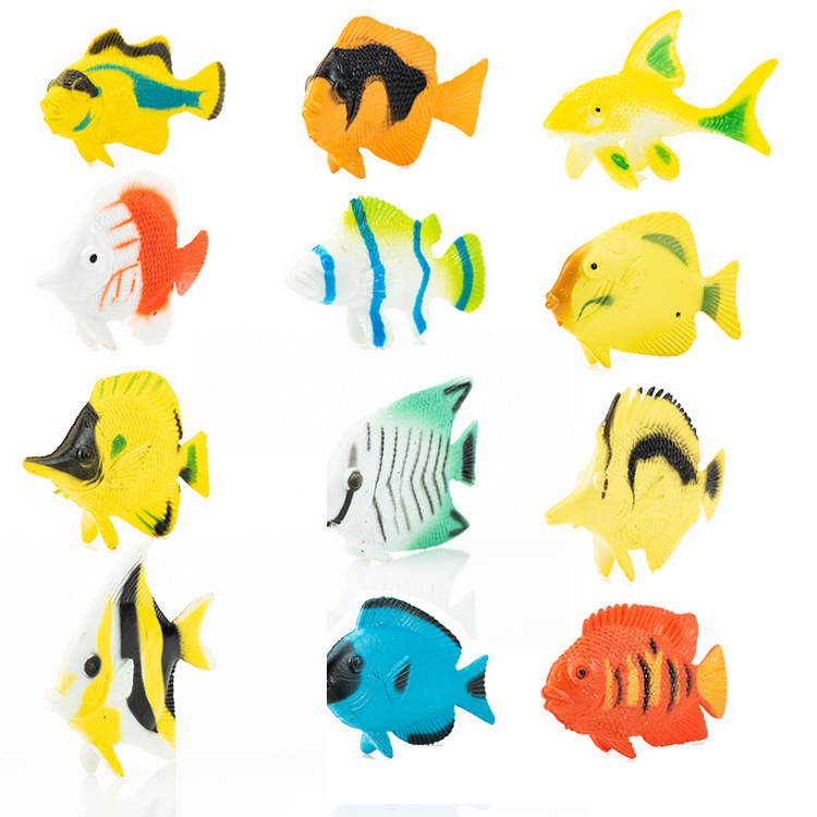 Simulación transfronteriza modelo marino 12 tipos de submarino animal adornos Rana Goldfish niños puesto juguetes al por mayor