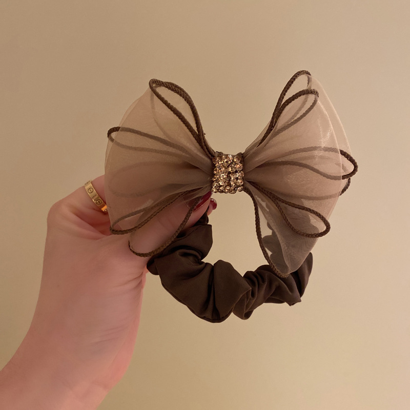 Hair accessories hair headwear rope hair year flower head mesh bow high-grade ring girl bow hair new head flower red head