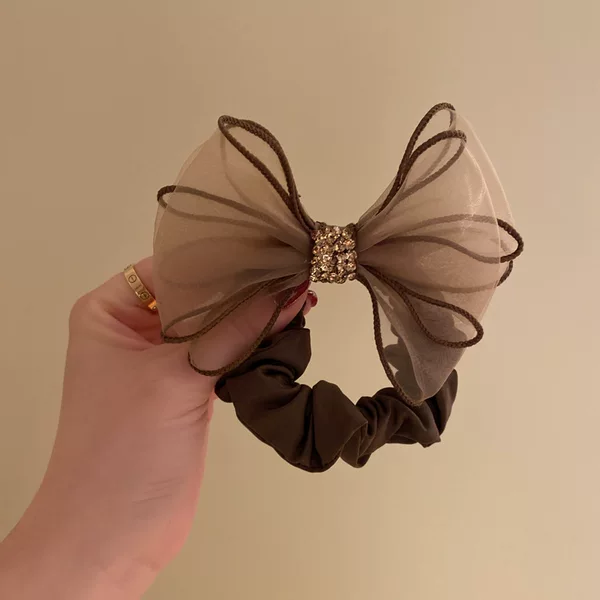 Hair accessories hair headwear rope hair year flower head mesh bow high-grade ring girl bow hair new head flower red head