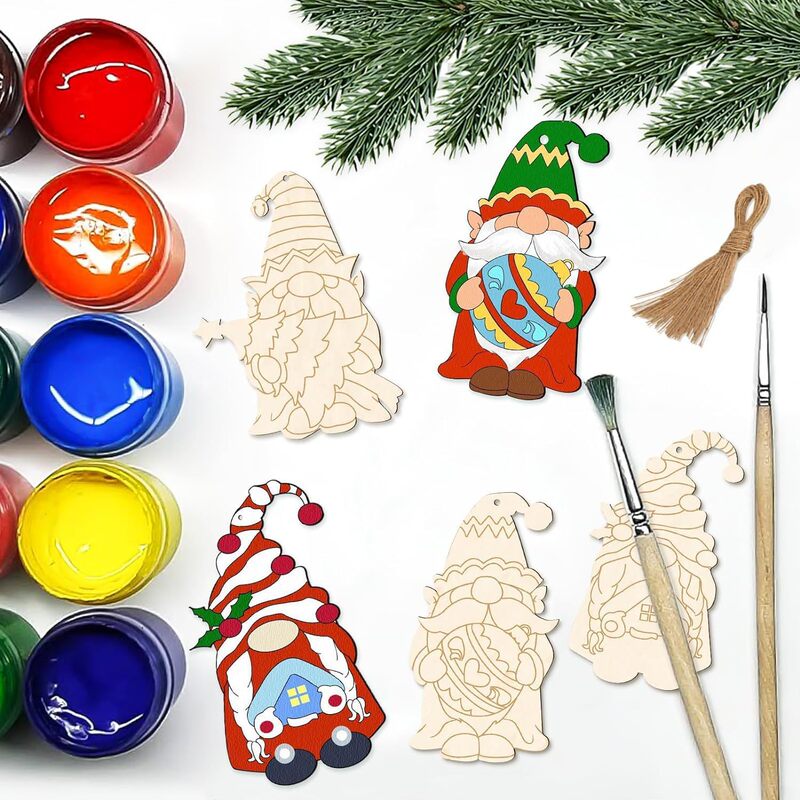 クリスマス小人木製未完成の空白木DIY工芸絵画家庭装飾用品|undefined
