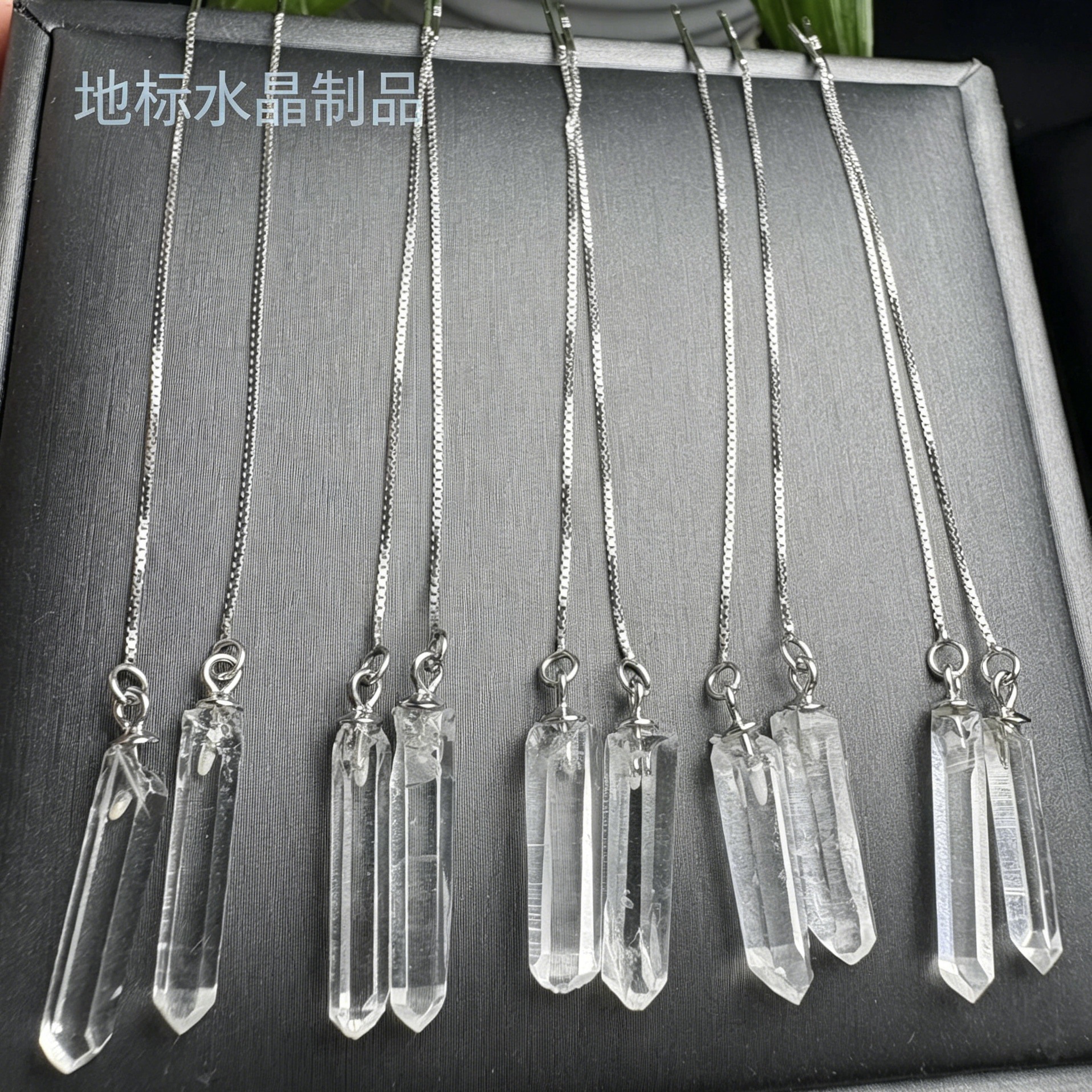Natural Limelite Crystal Column Earrings, Raw Stone Hexagonal Prism Long Silver Earrings, Live Stream Wholesale Supply